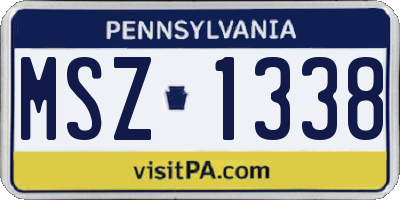PA license plate MSZ1338