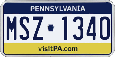 PA license plate MSZ1340