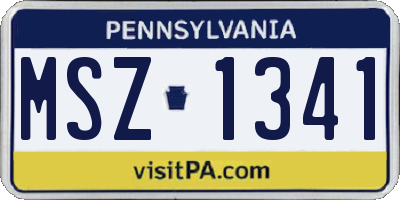 PA license plate MSZ1341