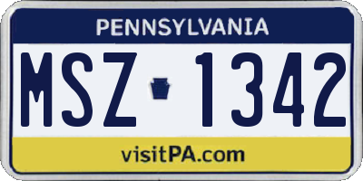 PA license plate MSZ1342