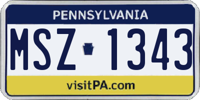 PA license plate MSZ1343