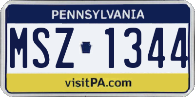 PA license plate MSZ1344
