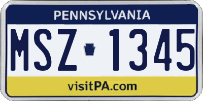 PA license plate MSZ1345