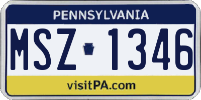 PA license plate MSZ1346