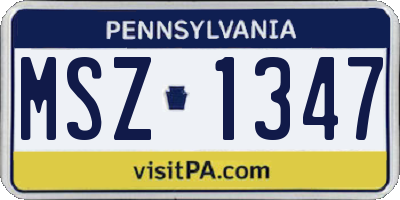 PA license plate MSZ1347