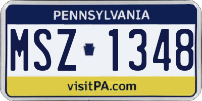 PA license plate MSZ1348