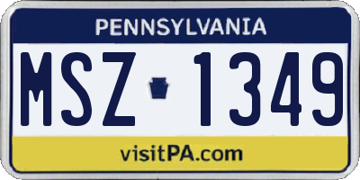 PA license plate MSZ1349