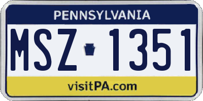 PA license plate MSZ1351