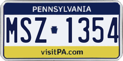 PA license plate MSZ1354