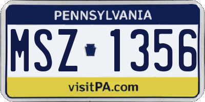 PA license plate MSZ1356