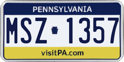 PA license plate MSZ1357
