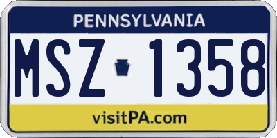 PA license plate MSZ1358
