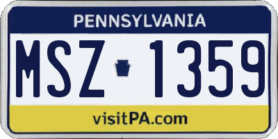 PA license plate MSZ1359