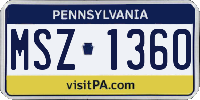 PA license plate MSZ1360