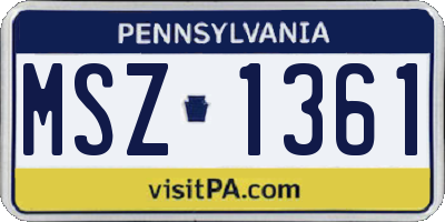 PA license plate MSZ1361