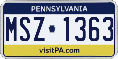 PA license plate MSZ1363