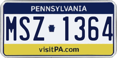 PA license plate MSZ1364