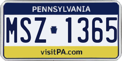 PA license plate MSZ1365