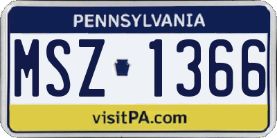 PA license plate MSZ1366