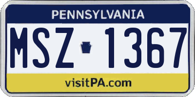 PA license plate MSZ1367
