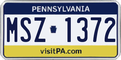 PA license plate MSZ1372