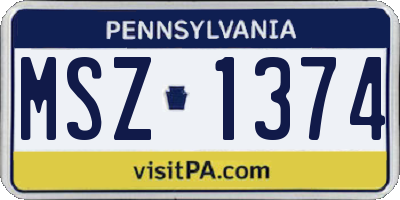 PA license plate MSZ1374