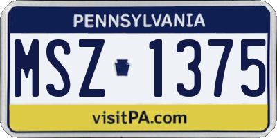 PA license plate MSZ1375