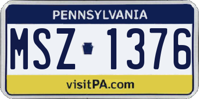 PA license plate MSZ1376