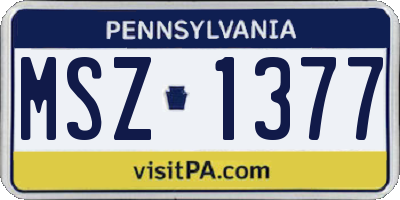 PA license plate MSZ1377