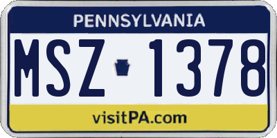 PA license plate MSZ1378