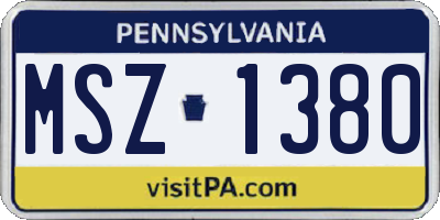 PA license plate MSZ1380