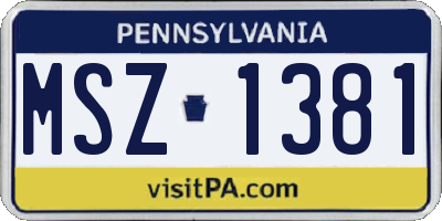 PA license plate MSZ1381