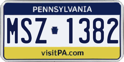 PA license plate MSZ1382