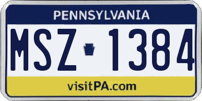 PA license plate MSZ1384