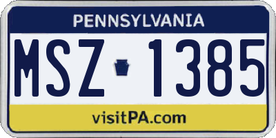 PA license plate MSZ1385