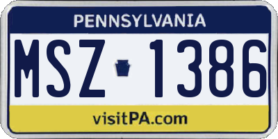 PA license plate MSZ1386
