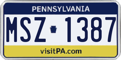 PA license plate MSZ1387