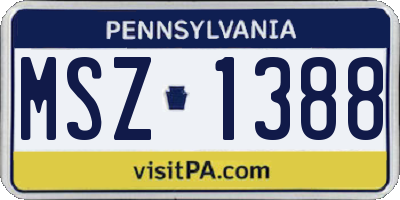 PA license plate MSZ1388