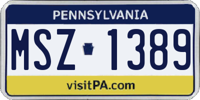 PA license plate MSZ1389