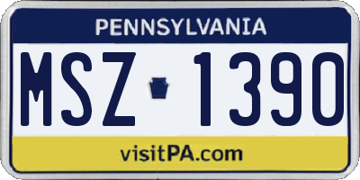 PA license plate MSZ1390