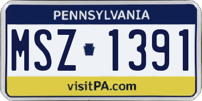 PA license plate MSZ1391