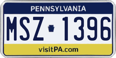 PA license plate MSZ1396