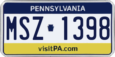 PA license plate MSZ1398