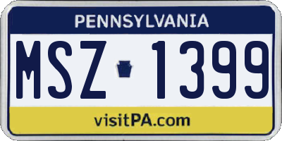 PA license plate MSZ1399