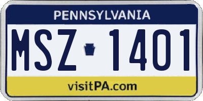 PA license plate MSZ1401