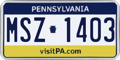 PA license plate MSZ1403
