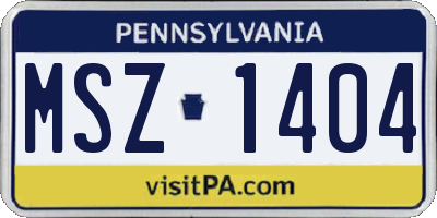 PA license plate MSZ1404