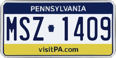PA license plate MSZ1409