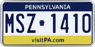 PA license plate MSZ1410