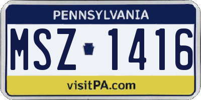 PA license plate MSZ1416
